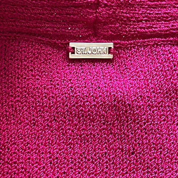 St John Sweater Womens Medium Bright Pink Feminine Chic Vneck Pullover - Picture 5 of 8